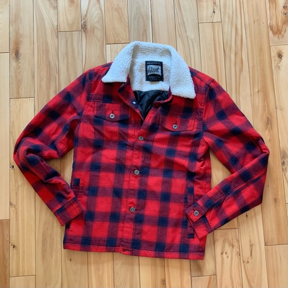 Plaid Flannel Jacket with Fleece Collar - Picture 8 of 8